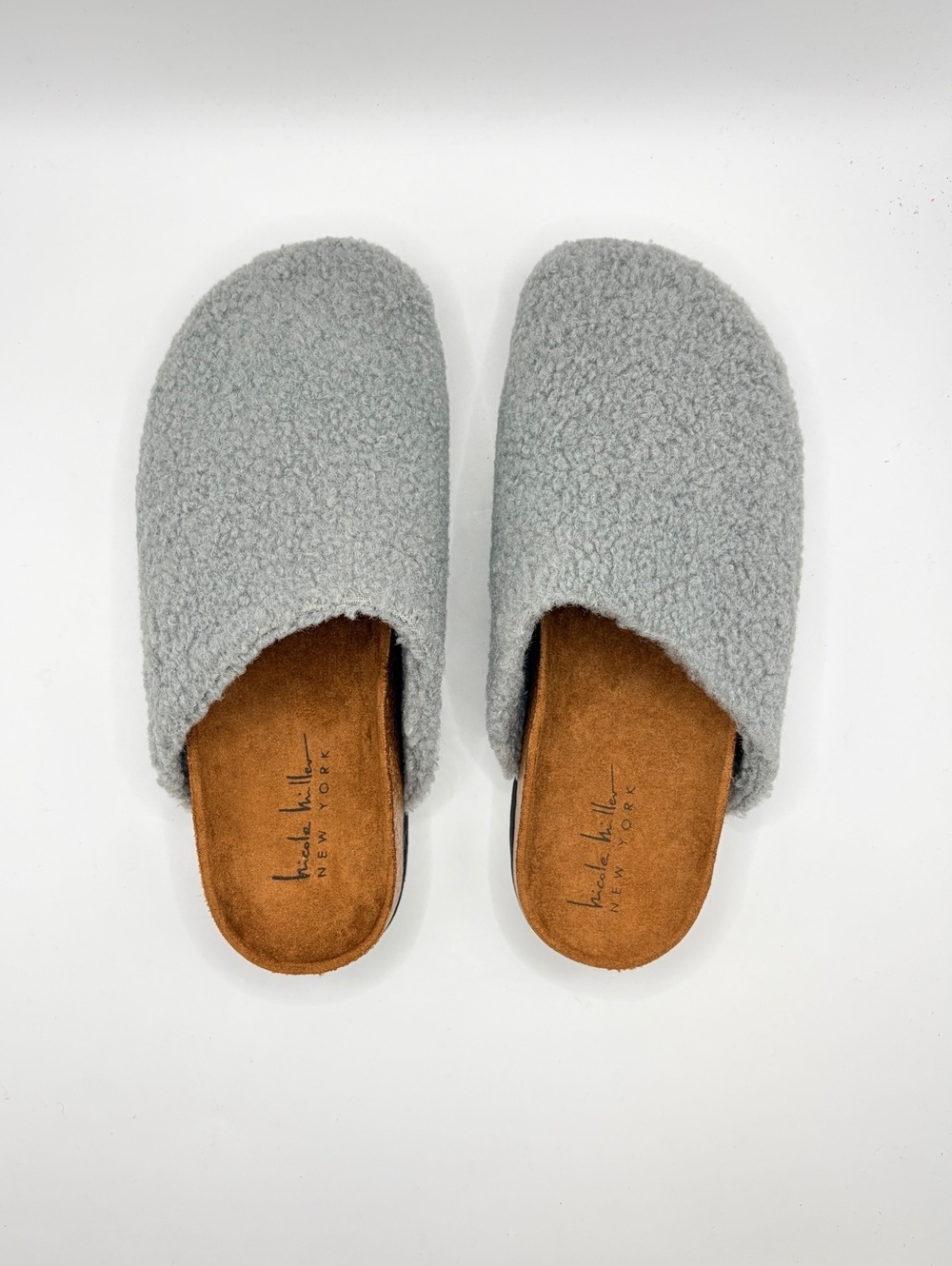 Nicole Miller Bondy Grey Women Size 7 Slip-On Fuzzy Indoor Slippers